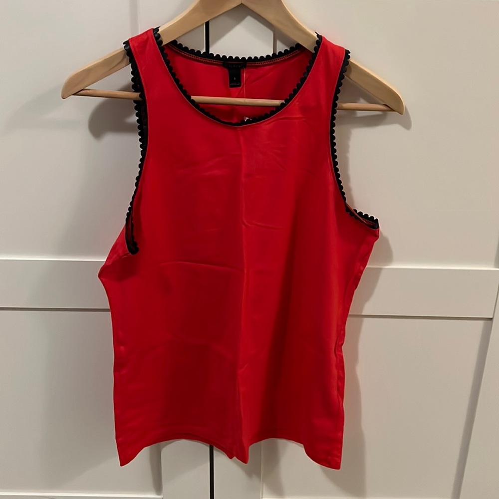 J.Crew Red Scallop Trim Top Small